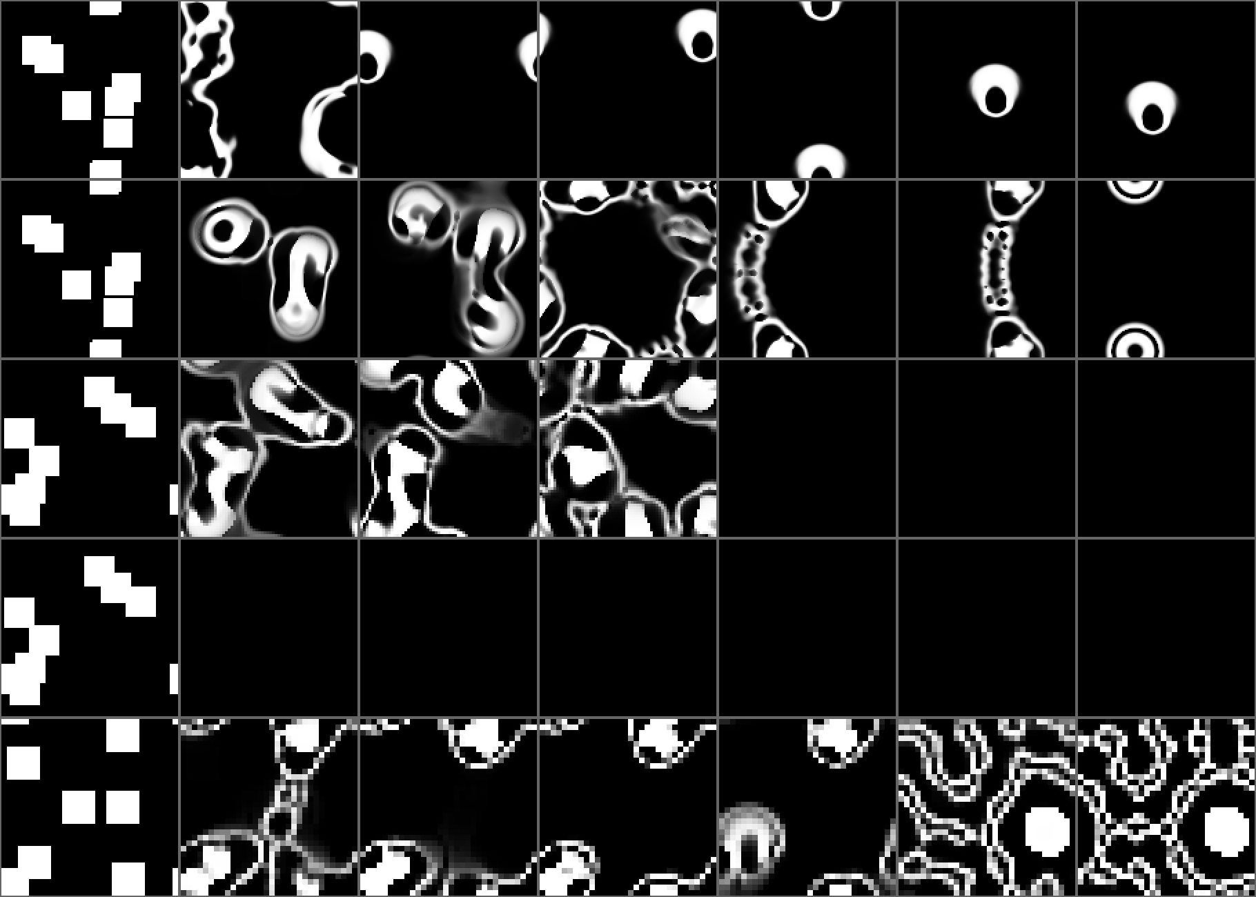 SmoothLife の条件ごとの様子